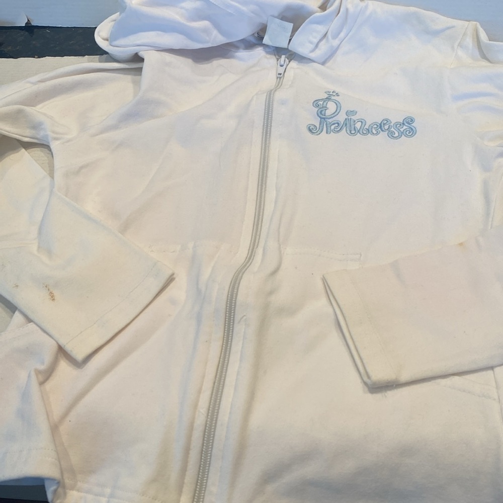 NWOT & Vintage In Charge White Hoodie with blue embroidered “Princess”